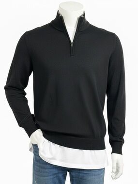 Banana Republic Mens Medium 100% Italian  Merino Wool Quarter Zip Sweater Office